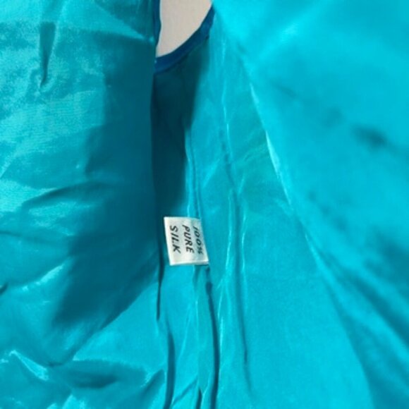 Vintage Jean Clément 100% Silk Quilted Vest Turquoise - Picture 5 of 9